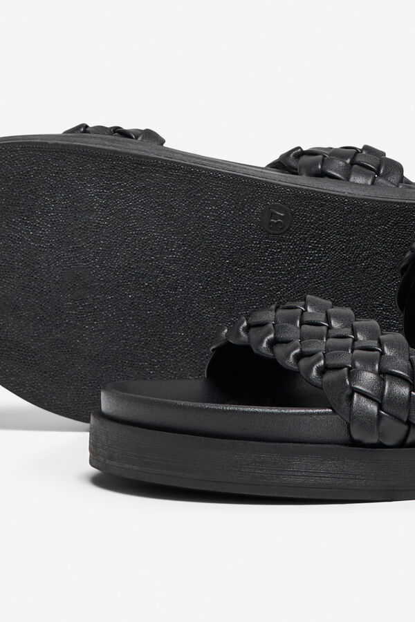 Only Sand&aacute;lia plataforma de tira dupla preto