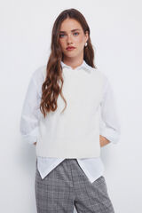 Springfield Chaleco punto trenzas blanco