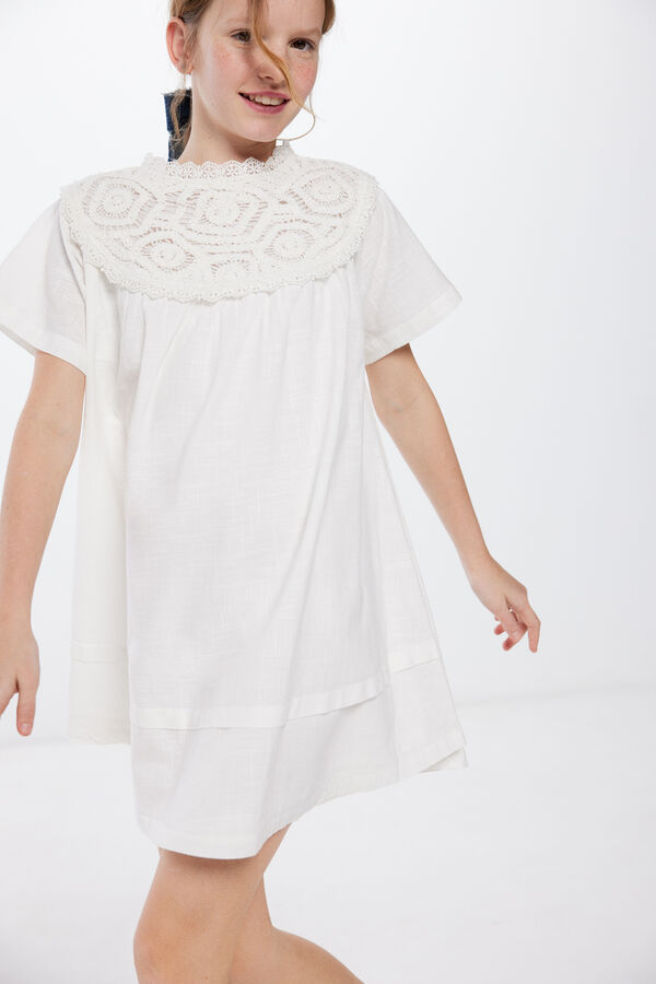 Springfield Kids Vestido colar crochet menina branco