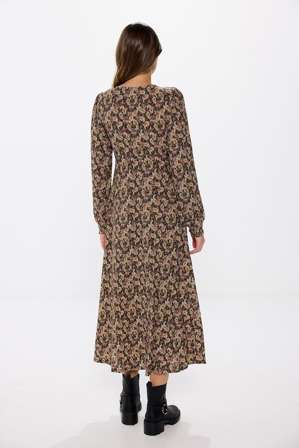 Springfield Vestido midi flores difuminadas marfil