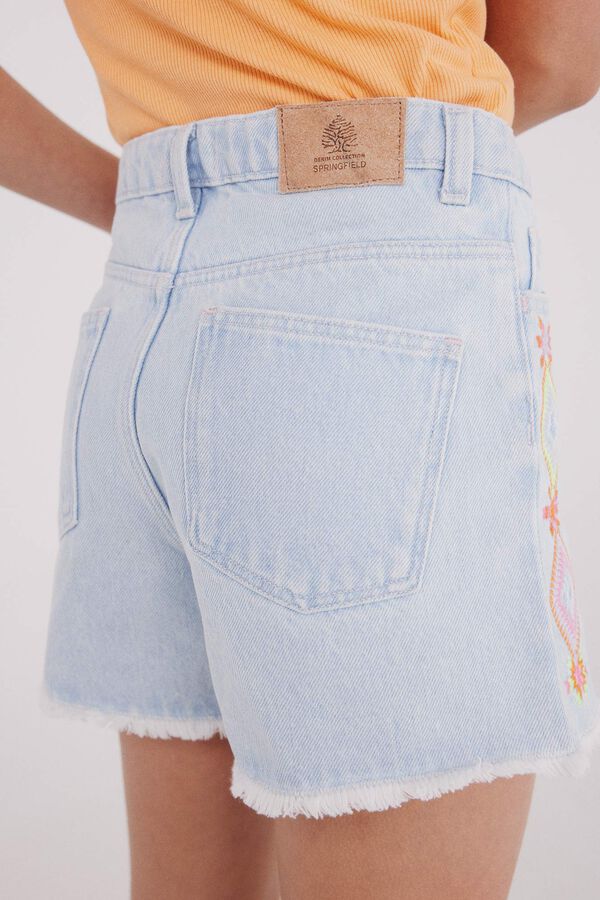 Springfield Kids Short bordados ikat para niña azul