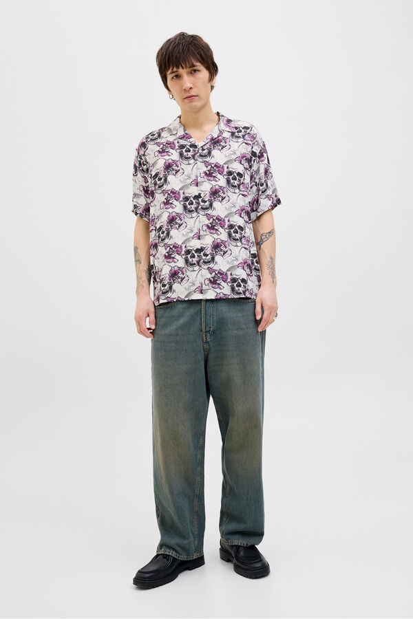 Jack & Jones Camisa relaxed fit estampada fucsia