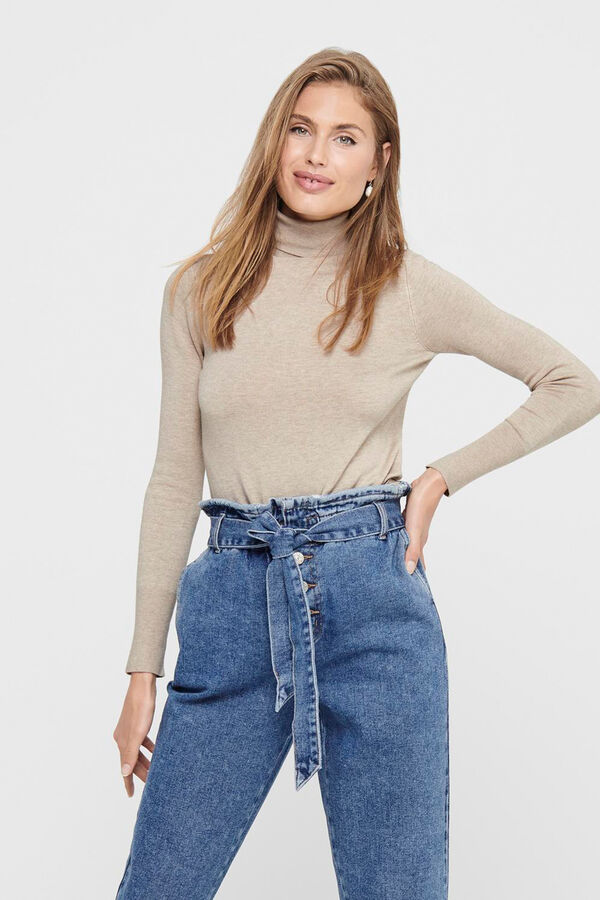 Only Jersey de cuello vuelto blanco