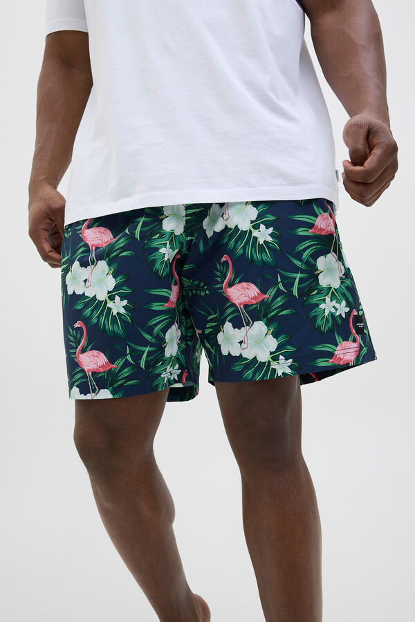 Jack & Jones PLUS Maiô estampado PLUS azul