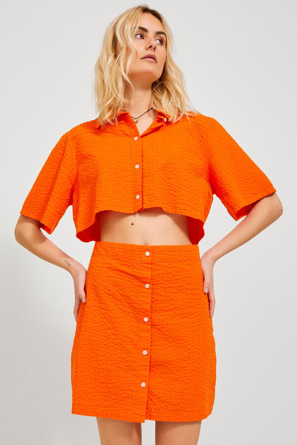 Springfield Vestido mini camisero cut out naranja