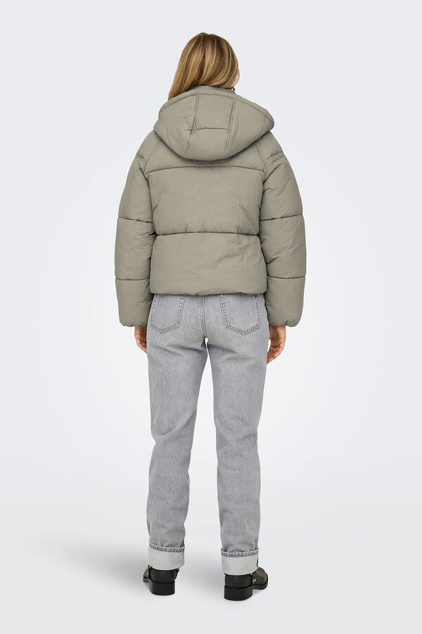 Only Casaco acolchoado com capuz cinzento