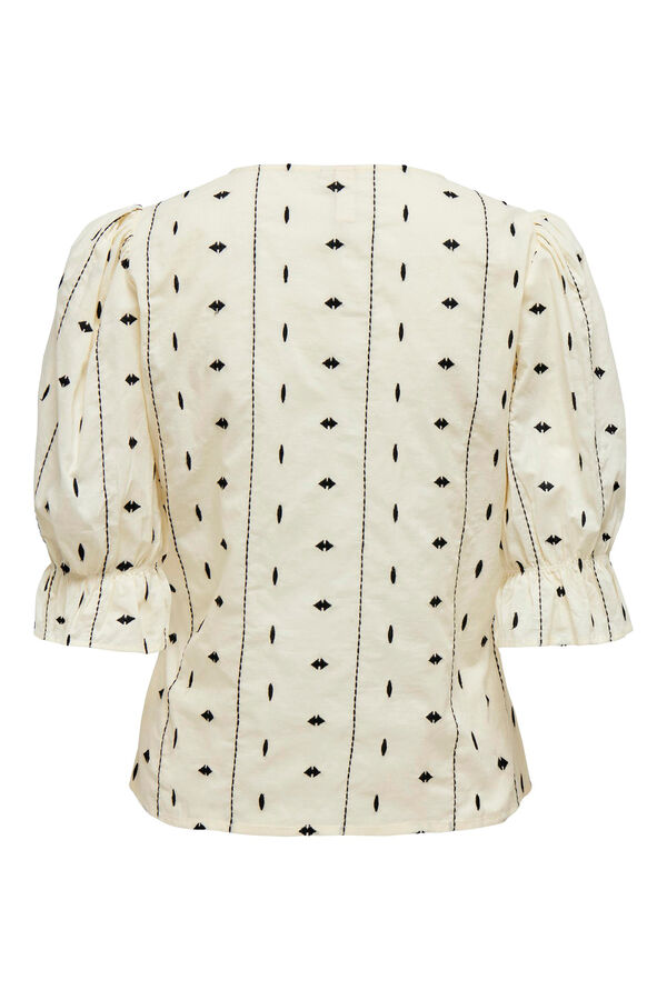 Only Blusa escote V bordado ingl&eacute;s gris