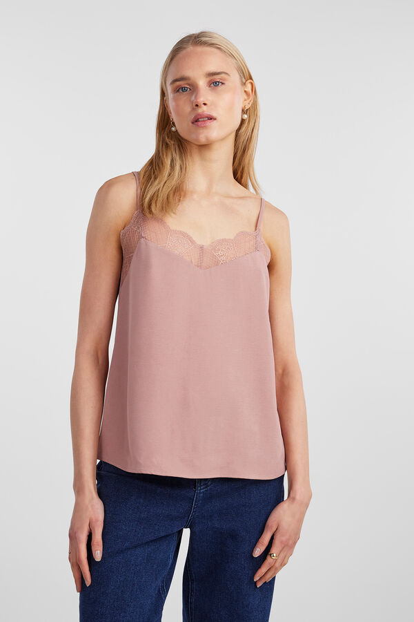 Pieces Blusa lencera de tirantes. morado/lila