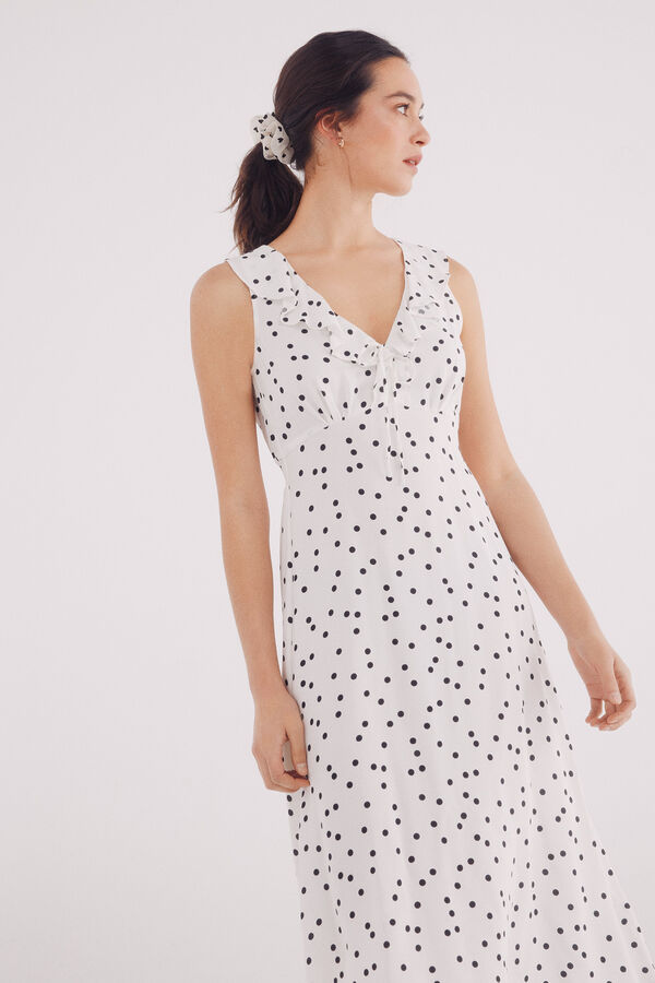 Springfield Vestido midi de bolinhas branco