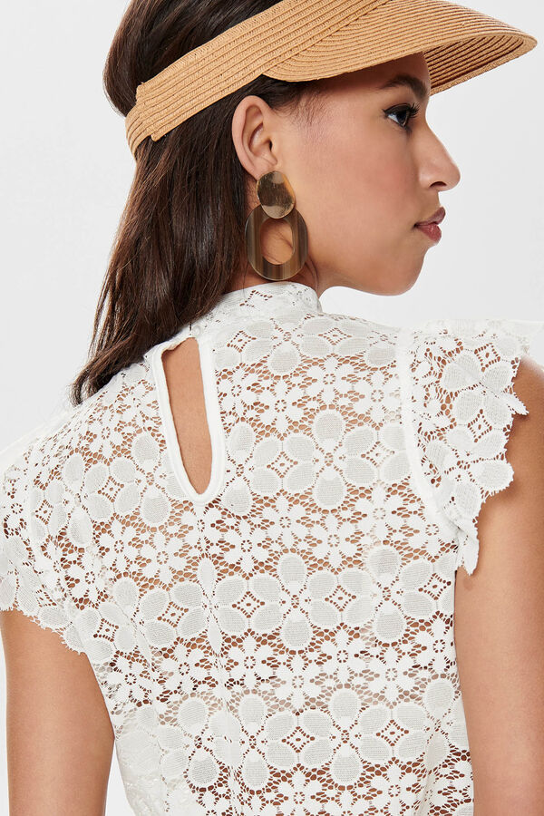 JDY Blusa de encaje sin mangas blanco