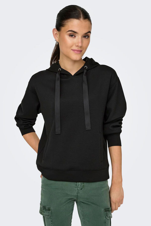 Only Sudadera lisa con capucha negro