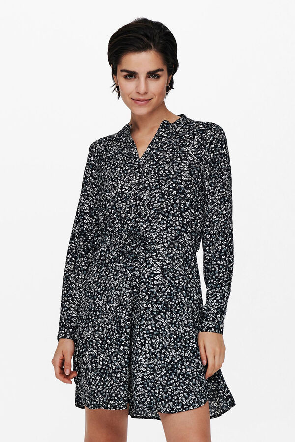 Only Vestido curto de corte t&uacute;nica preto