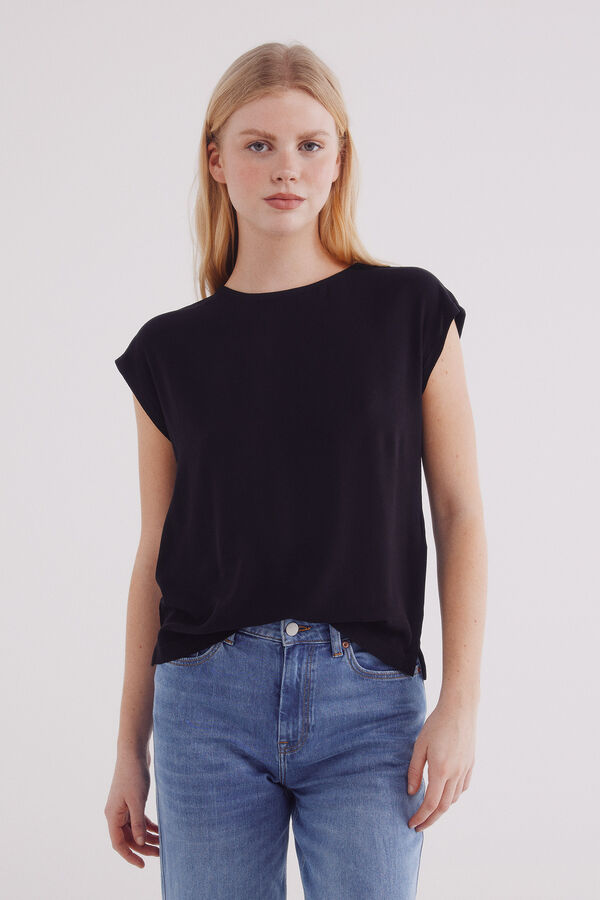 Springfield Camiseta lisa de viscose preto