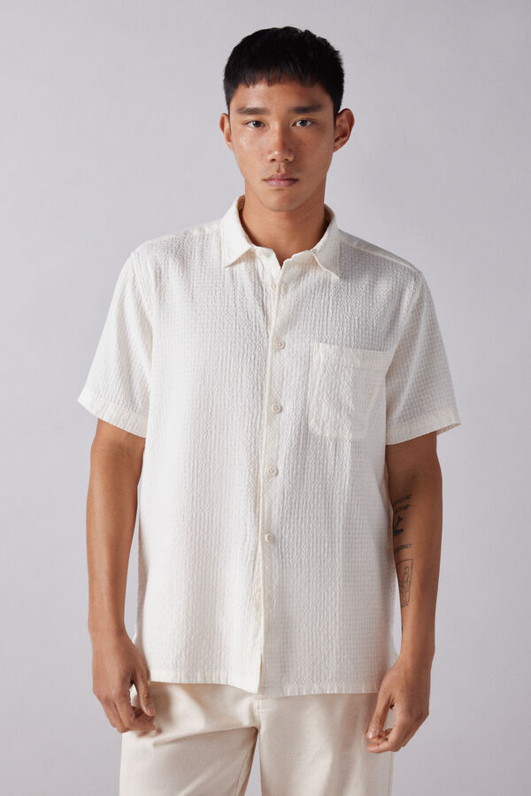 Springfield Camisa manga curta jacquard branco