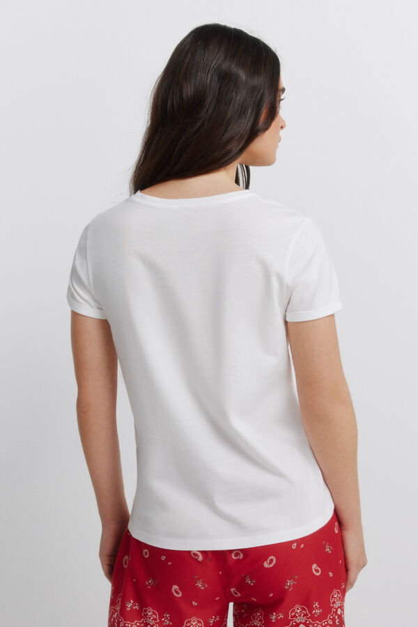 Springfield T-shirt de manga curta em algod&atilde;o "cowgirl" branco