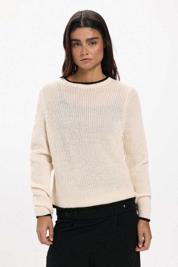 JDY Jersey cuello redondo blanco