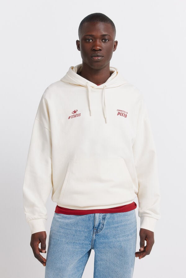 Springfield Sweatshirt com capuz pizza branco