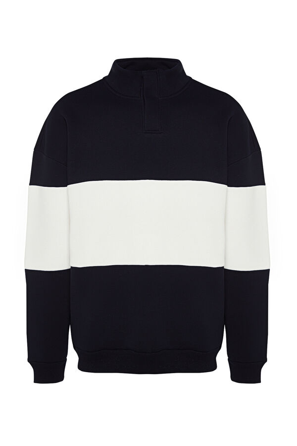 Trendyol Sudadera polar con cuello alto azul