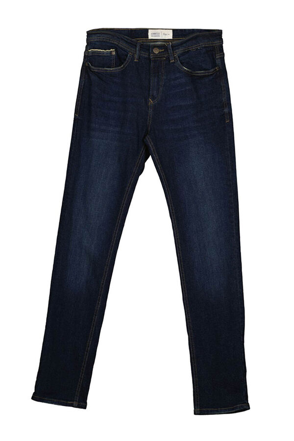 Springfield Jeans slim lavado oscuro ensuciado turquesa