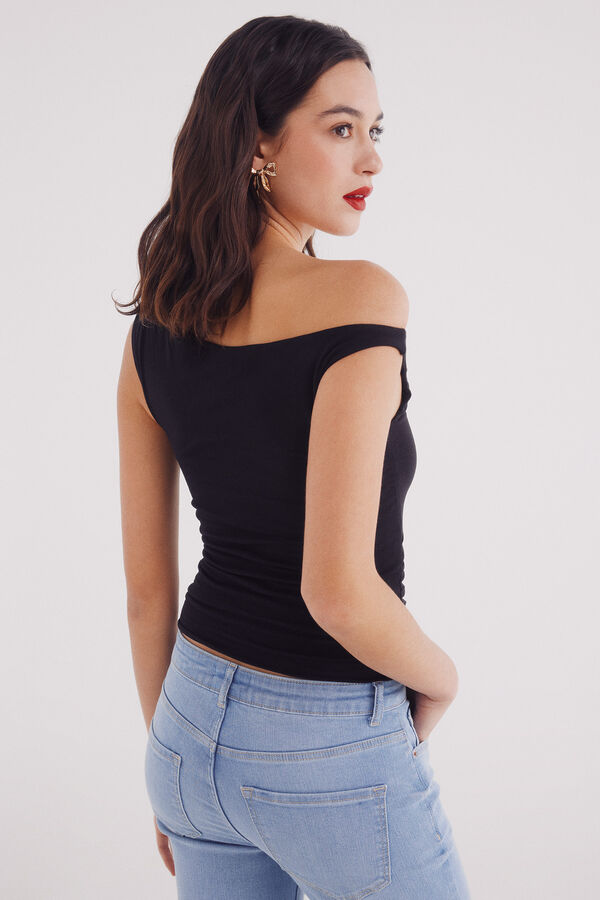 Springfield Top assim&eacute;trico liso preto