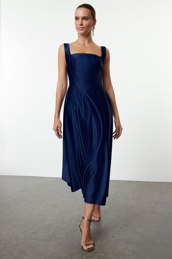 Trendyol Vestido de sat&eacute;n azul