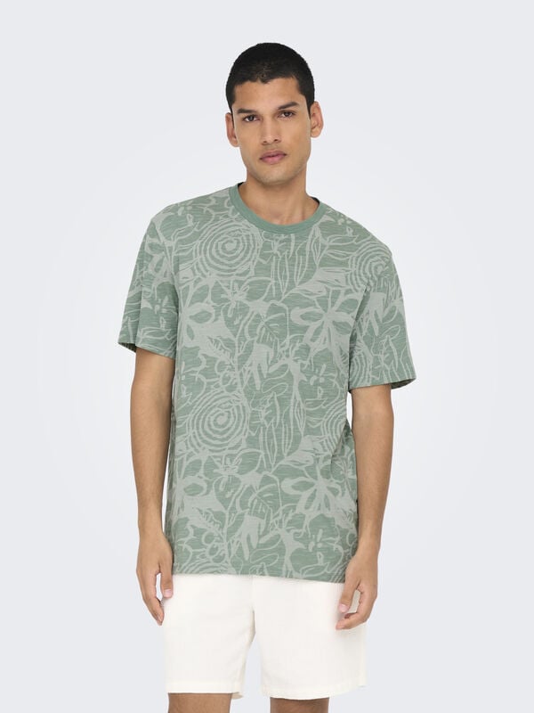Only & Sons T-shirt de manga curta estampada verde