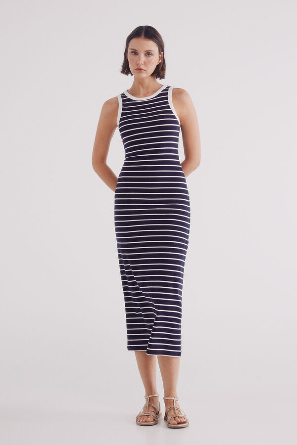 Springfield Vestido tubo rayas marineras azul