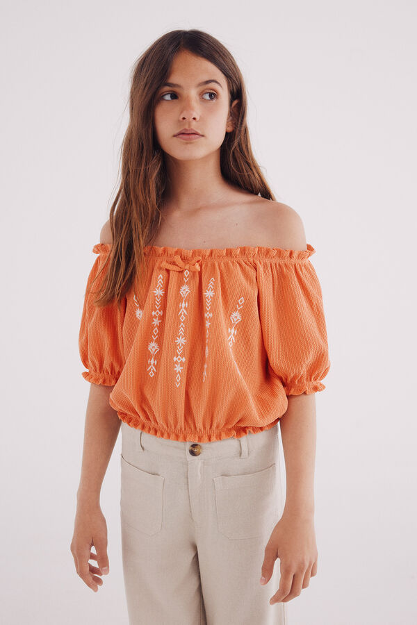 Springfield Kids Blusa franzida para meninas vermelho