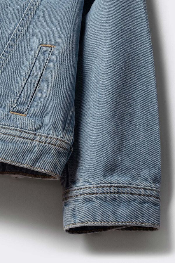 Springfield Kids Blus&atilde;o trucker de menina em denim com margaridas azul
