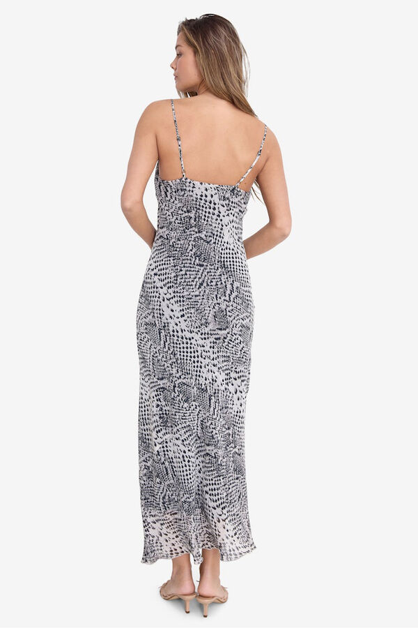 Noisy May Vestido midi tirantes animal print blanco