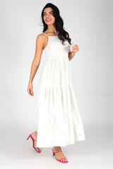 Brave Soul Vestido comprido com ninho de abelha branco