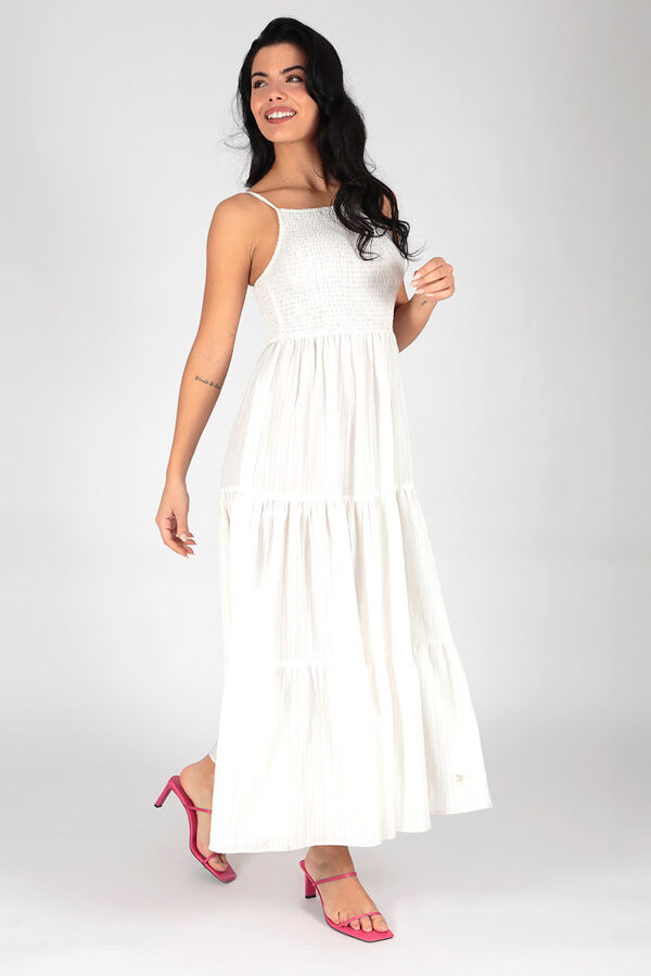 Brave Soul Vestido comprido com ninho de abelha branco