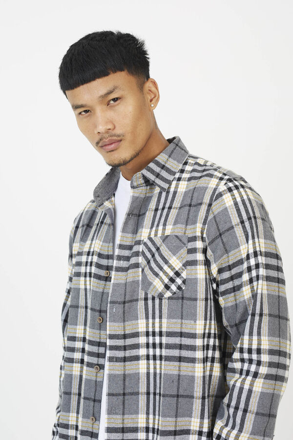Brave Soul Camisa xadrez cinzento