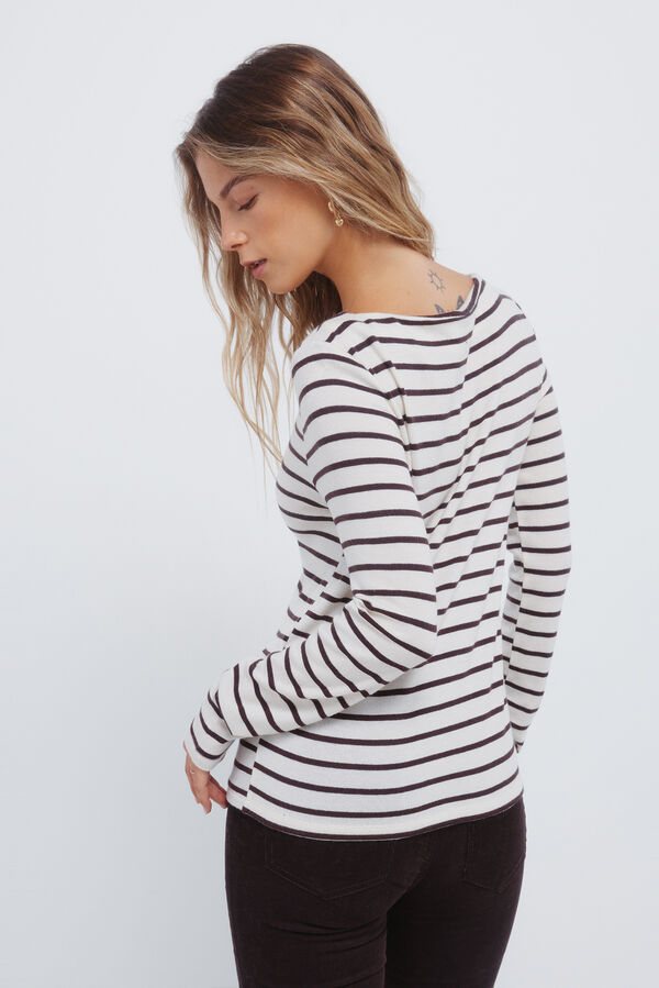 Springfield Camiseta punto cortado rayas nude