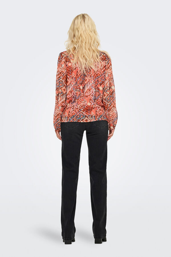 Only Blusa de manga larga y cuello de pico naranja