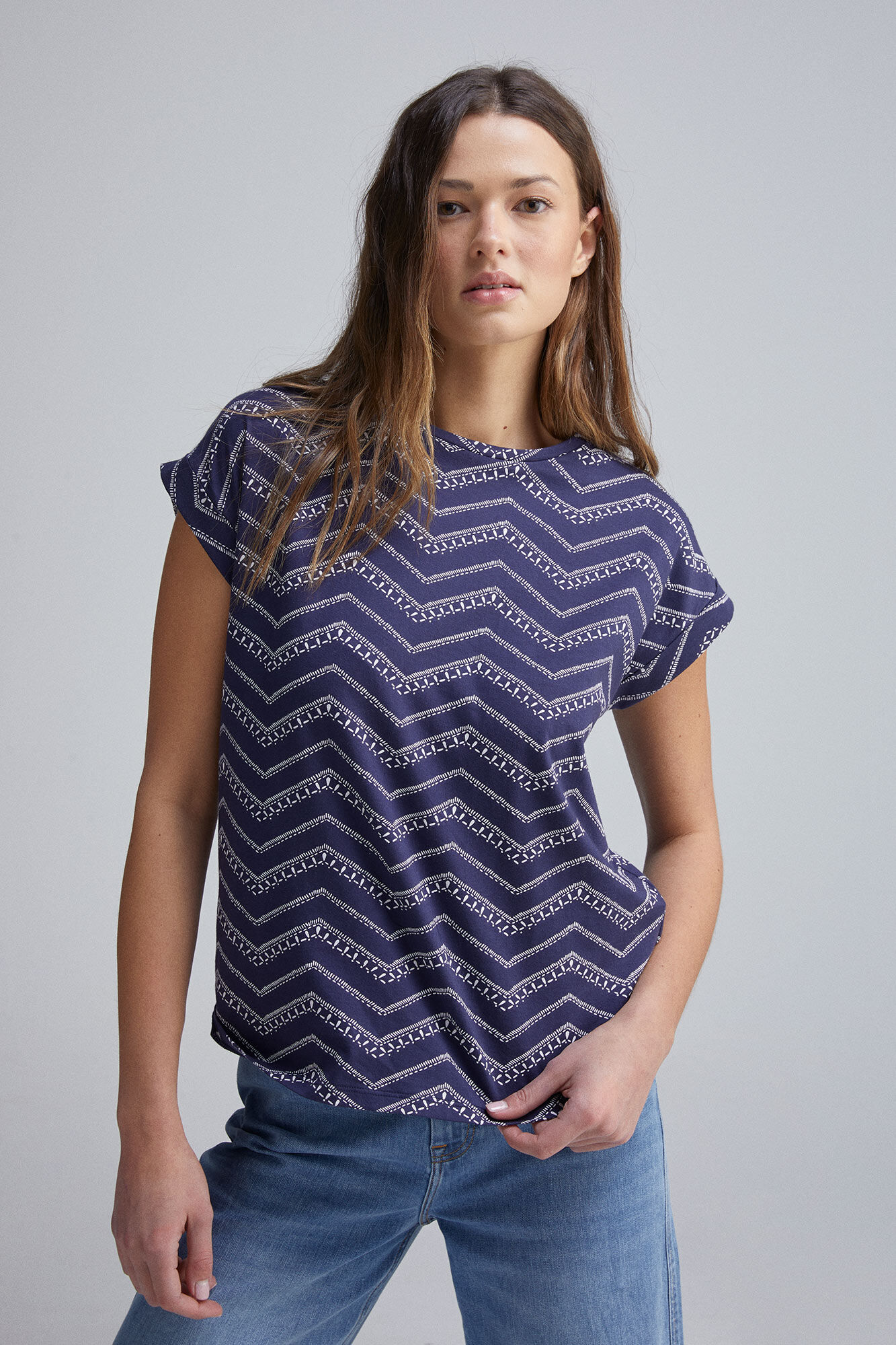 Springfield T-shirt com mangas e bot&otilde;es no ombro