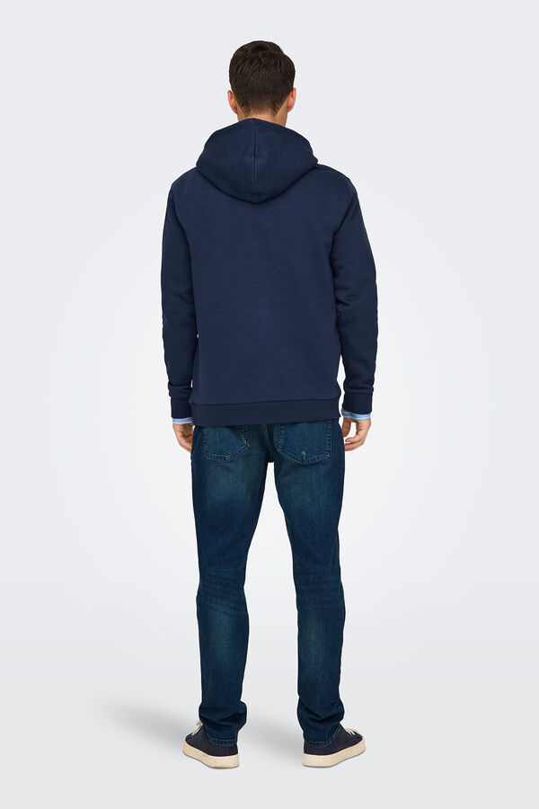 Only & Sons Sudadera de hombre con capucha regular fit. azul