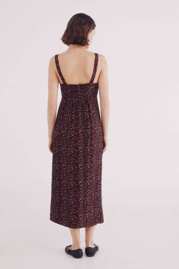 Springfield Vestido midi tirantes estampado negro
