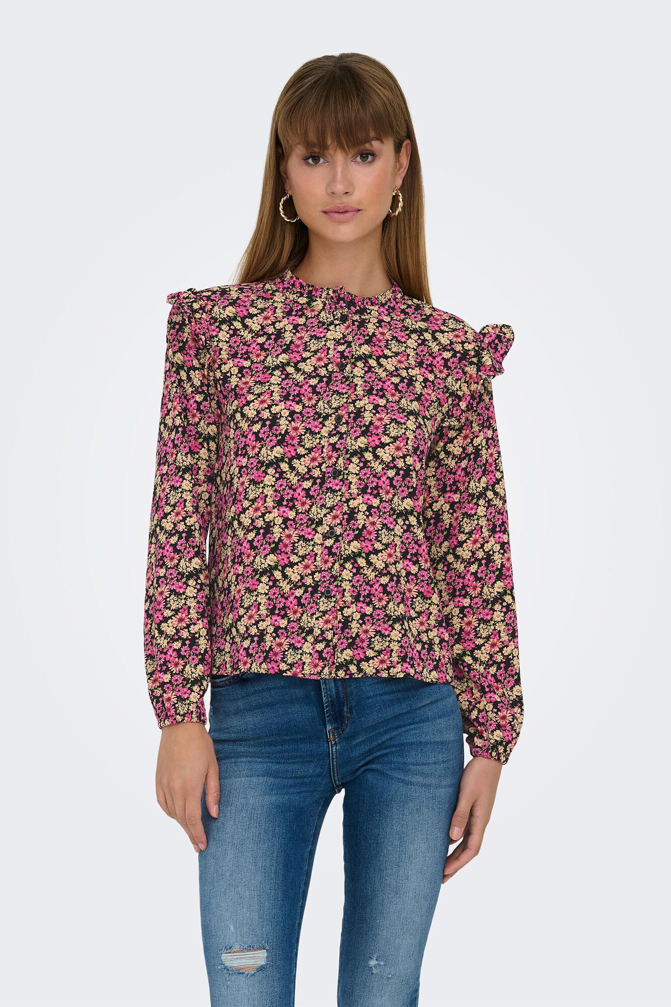 JDY Camisa de manga comprida com folhos