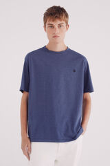 Springfield Camiseta micro listrada tecida azul