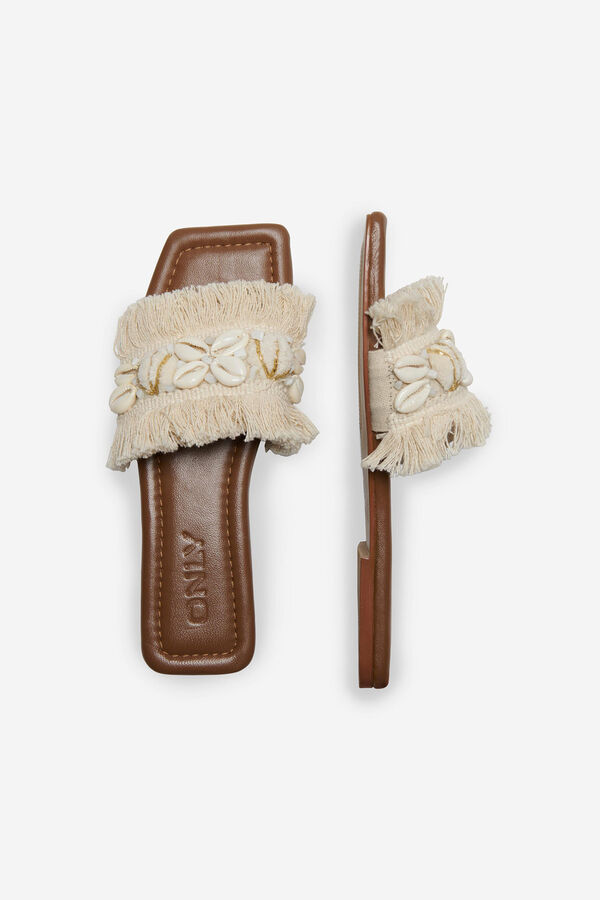 Only Sandalia plana flecos amarillo