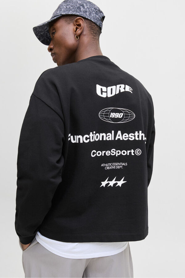 Jack & Jones sweatshirt cropped com itens essenciais para atletismo preto