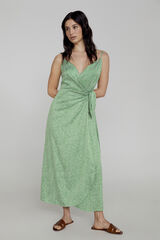 Only Vestido midi cruzado verde
