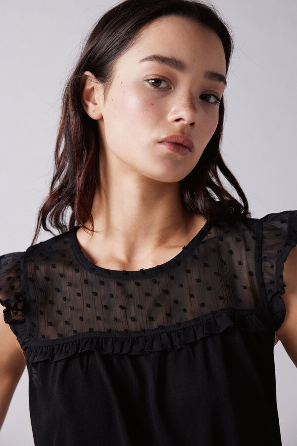 Springfield Camiseta combinada plumeti negro