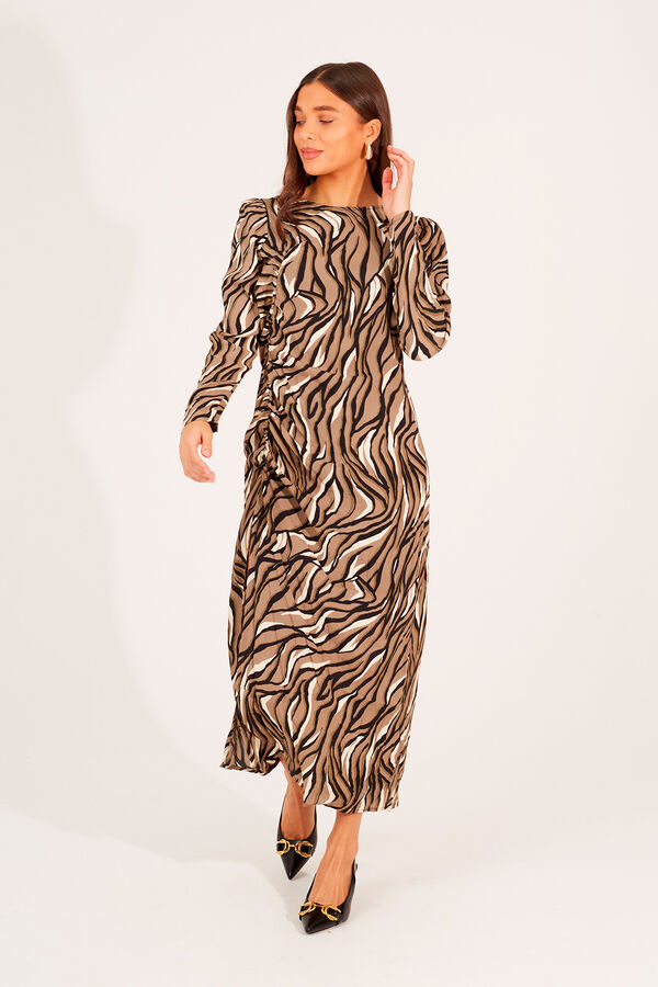 Brave Soul Vestido comprido de manga comprida castanho