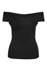 Noisy May Top de punto con escote barco. negro