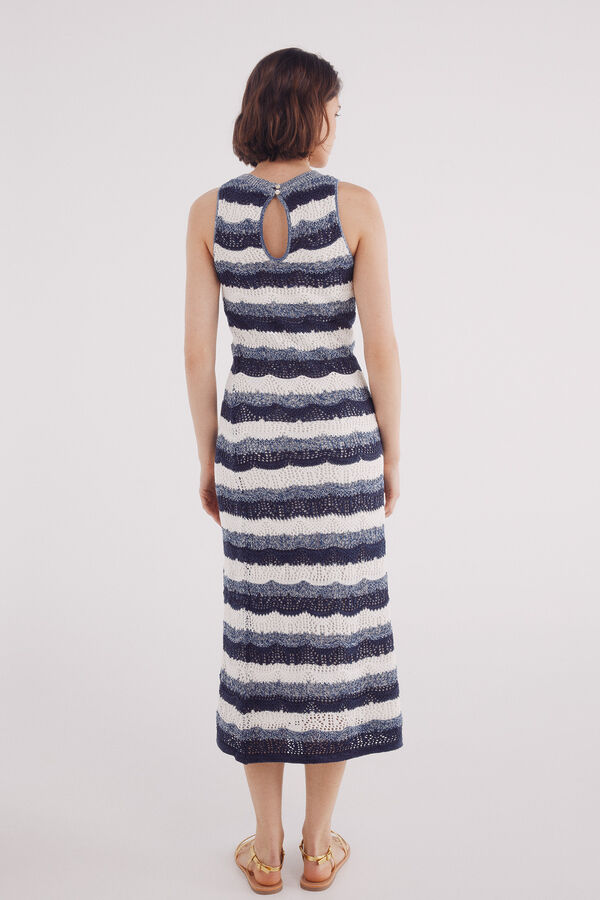 Springfield Vestido midi punto estructura azul