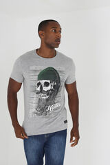 Springfield Camiseta calavera manga corta gris claro