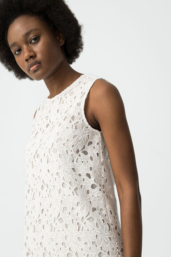Tiffosi Vestido com bordado floral branco