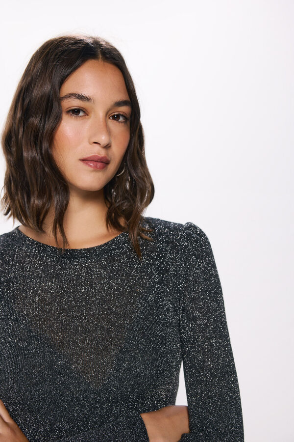 Springfield Camiseta punto cortado lurex negro